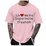 Sweatshirts für Damen 2026 Herz-Grafikdruck Rundhals Langarmbluse Valentinstag Herbst Winter Pullover Geschenke schwiegereltern Frauen pärchen (Rosa,XL)