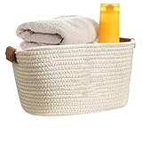 Gewebter Korb – gewebter Aufbewahrungskorb | Schrank-Organizer mit Griffen für Zuhause, Strand, Spielzeug, Bücherregal, Wäsche, Dusche, Kleidung, Wohnzimmer, Kinderzimmer, Handtücher