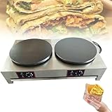 Elektrischer Pfannkuchen-Maker für Pfannkuchen, handelsübliche Antihaft-Maker 40 cm, verstellbare Pfannkuchenmaschine für Omeletts, Pizza (Doppelkopf)