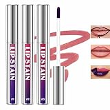 3 Farben Lip Stain Peel Off Set,Peel Off Lippenstift Nudetöne Wasserfest Langanhaltend,Hochpigmentiert Flüssiger Lippenstift Matt Lippenkonturenstift für Frauen Mädchen