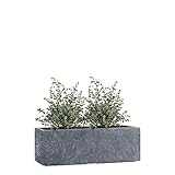 Pflanzwerk® Pflanzkübel TUB Lava Anthrazit 17x50x17cm XXL – Rechteckig – Großer Fiberglas Blumenkübel für Garten & Fensterbank außen und innen - Frostbeständig - UV-Schutz - Markenqualität
