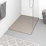 Somanki Duschwanne, Lamellenwand, Dusche Komplett, Duschrückwand, Komplettdusche, Duschkabine, Duschtasse, Begehbare Dusche, SMC Braun 100x70 cm