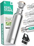 freigeist Trinkflasche Edelstahl 1l einwandig mit Gratis Sportverschluss - Trinkflasche 1l | 750 | 500 | 350 ml - Edelstahl Trinkflasche