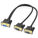 MEIRIYFA DB9 RS232 Serial Y Splitter Kabel, DB9 9Pin 1 Buchse auf 2 Stecker RS232 Serielles Splitter Adapter Draht gerade durch für PC-Modem, PDA - 50CM