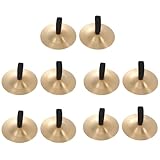 Vaguelly 5 Paar Fingerzimbeln, Kupfer Mini Finger Becken Handbecken mit elastischen Band, Bauchtanz Finger Cymbal Orff Musik Instrument für Erwachsene, Kinder
