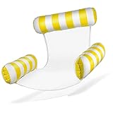 Balinco Luftmatratze Pool, Aufblasbarer Sessel, Wasserstuhl mit Rückenlehne und Armlehnen, Schwimmsitz, Poolsitz, Sonnenstuhl, Wasser Relaxstuhl (Gelb/Weiß)