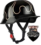 ECE-geprüftes deutsches Motorrad Jet-Helm Halbschalenhelm Retro-Design - Leichtgewichtiges Mehrzweckhelm für Chopper/Roller/Fahrrad - Unisex Erwachsene-JugendlicheM57-58CM