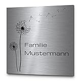 Edelstahl Namensschild Haustür mit Gravur | Türschild Familie mit vielen versch. Motiven | von groß bis klein | Haustürschild Briefkastenschild selbstklebend oder mit Bohrlöcher | Klingelschild