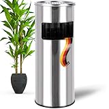 WONEA - 30L Standaschenbecher für draußen Edelstahl Silber Metall 61cm groß Outdoor Aschenbecher mit Mülleimer mit Inneneimer Abfalleimer für draußen, Aschenbecher mit Sand befüllbar