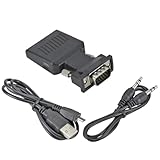 LccKaa VGA zu HDMI Adapter Konverter 1080P kompatibler HDMI zu VGA Adapter Kompatibel mit PC Laptop HDTV Projektor Video Audio Konverter(VGA to HDMI)