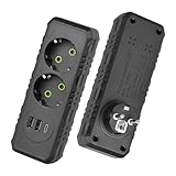 Doppelstecker für Steckdose, Steckdosenadapter, Mehrfachsteckdose mit 1 Typ-C(PD 20W, Schneller Aufladen) und 2 USB, Erhöhter Berührungsschutz, Steckplätze 45 Grad Gedreht, für Zuhause Büro (Schwarz)