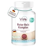 Roter Reis Komplex - 60 Kapseln - 2,95 mg Monacolin K pro Kapsel - mit Oliven-, Artischocken-, Löwenzahn-Extrakt + Coenzym Q10 + Vitamin B3 - Hochdosiert - Vegan - Vive Supplements