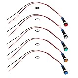 The Lord of the Tools 5 Stück Schwarz LED-Signalleuchte aus Metall Befestigungsloch 6 Mm 12 V – 24 V AC/DC mit 150 Mm Kabel IP65 LED-Warnleuchte für Auto LKW Boot Mehrfarbig