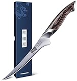 HOSHANHO Filetiermesser 18cm Küchenmesser, Profi Fischmesser und Ausbeinmesser, Fischfiletmesser Ultrascharfer mit Ergonomischem Pakkaholz-Griff