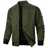 WAZHAKU Dünne Herbstjacke Herren Leicht Bomberjacke Dünne Blouson Stehkragen Business Casual Blouson Jacke mit Taschen Lässig Herbst Winter Casual Übergangsjacke Fliegerjacke Freizeitjacke