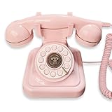 Wzxksoac Europäisches Retro-Hochzeits-Audio-Nachrichtenbuch Geburtstag Stimme Segen Nachricht Dekoration Telefon Stimme Gästebuch Telefon Rosa