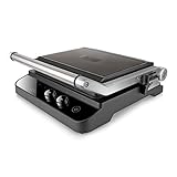 Black+Decker BXGR2000E - Kontaktgrill 2.000W 2-in-1: glatte Platten und Grill, Zubreiten von Fleisch, Fisch, Gemüse, 180º-Öffnung, Temperatur- und Zeitsteuerung mit LCD-Display