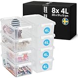 SmartStore - 8x Aufbewahrungsbox mit Deckel Classic 3.6L (30x19x11cm) | Stapelbare Box mit Deckel | Lebensmittelechte Kunststoffbox | Plastikbox mit Deckel & verstärkten Ecken | 10 Jahre Garantie