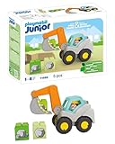 PLAYMOBIL JUNIOR | Schaufelbagger | nachhaltiges Spielzeug für Kinder ab 1 Jahr | inkl. aufklappbarem Kabinendach und Stapelsteinen | 71684