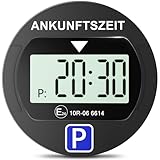 Warmfay® Elektronische Parkscheibe mit Zulassung vom KBA, Automatische Digitale Parkscheibe Elektrisch mit Batterie, Elektrische Parkuhr Auto mit 2 Displays & Nachtparkmodus & Vielseitig (1, Schwarz)