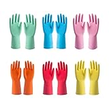 Siyecioa 6 Paar Gummihandschuhe, Putzhandschuhe, Haushaltshandschuhe, Spülhandschuhe, Handschuhe Küche, Gartenhandschuhe Wiederverwendbare (M 5 Paar,XL 1 Paar) (A)