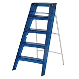 Transparente 2-stufige Klappleiter – Leichter rutschfester Tritthocker aus Acryl für Küche & Büro, kompaktes einseitiges Design, 5-lagiges Blau, ideal für einfachen Zugang und Aufbewahrung