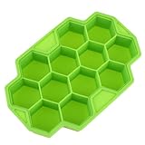 POPETPOP 2 Stück Silikon Eiswürfelform mit 12 Waben Tragbarer Eiswürfelbereiter mit Deckel Wiederverwendbar für Küche Selbstgemacht Eis Gelee Pudding Bpa Frei Grün