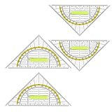 Neoreser 4 Stück Geodreieck, Flexibel Geo Kreisschablone, mit Griff 16 cm, Geeignet für Den Einsatz im Schulbüro