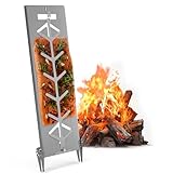 Delixike Flammlachsbrett | Extra breit 18cm Fisch Grillhalter Edelstahl | Grillzubehör für Feuerschale und Kugelgrill mit Wandstärke bis Weniger als 8mm | Flammlachshalter | Flammlachsbretter