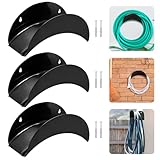 Schlauchhalter Wand,3 Stück Gartenschlauchhalter,Gartenschlauch Halterung 28 x 13 x 13 cm,Schlauch Aufhänger aus Metall,mit 6 Schrauben und 6 Dehnbolzen,für Schlauchaufhängung (Schwarz)