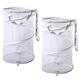Mesh Laundry Hamper, 2PCS zusammenklappbare Wäschereikörbe, atmungsaktivem Mesh-Hub mit Deckel & Handle, tragbarer Pop-up-Kleiderbehälter für Reisen, Camping, Kinderzimmer