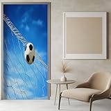 Türaufkleber Türtapete Sport Fußball Blauer Himmel 100x200 cm Himmelblau Selbstklebend TürPoster, Türfolie Poster Fototapete Abnehmbare Tapete Vinyl Tür Aufkleber Innentür Schlafzimmer Küche