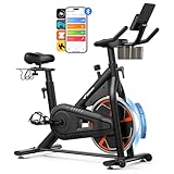 MERACH Heimtrainer Fahrrad mit Magnetischem Widerstand, Leises Hometrainer Fahrrad mit Verbesserter Stoßdämpfender Luftkissensattel, Eigener App, Stabiler H-Rahmen für besseren Halt, Bis 150KG