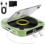 Tragbarer CD-Player, Bluetooth-kompatibler Hi-Fi-Audio-CD-Player, unterstützt drahtlose und kabelgebundene Verbindungen, Typ-C wiederaufladbar (grün)