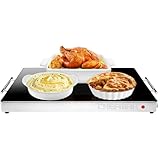 Chefman Elektrische Warmhalteplatte mit Einstellbarer Temperatur, Perfekt für Buffets, Restaurants, Partys, Veranstaltungen, Glasplatte, Große 53 x 41 cm Oberfläche, Hält Speisen Warm - Schwarz
