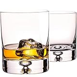IMPERIAL Whiskeyglas Set 2 Stück – 300ml Whiskygläser aus Crystalline Glas 'Lissabon' – dickwandig, schwer mit Luftblase im Boden Handmade