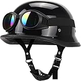 Motorradhelm Halbschalenhelm,Retro Motorrad Halbhelm Mit DOT Zertifizierung Vintage Motorrad Jethelm Kappe Halbschalenhelm Für Cruiser Scooter Chopper B,L/{59~60cm}