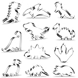 O-Kinee Cookie Cutter Set, 11 Stück Dinosaurier Plätzchen Ausstecher aus Edelstahl, Multifunktional für Fondant, Tortendekoration, Kekse, Kuchen, Spülmaschinenfest