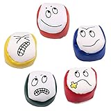 Lahviuu Jonglierbälle für Anfänger,5 Pcs PU Leder Jonglierbälle mit mit süßem und lustigem Emoticon, Fun-Sport Hacky Sack Ball für Erwachsene Kinder Jungen Mädchen