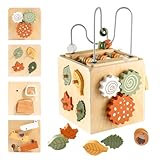 Smartwo Motorikwürfel Montessori Spielzeug ab 1 Jahr, Holzspielzeug Baby ab 18 Monate, 6 in 1 Activity Würfel mit Motorikschleife, Holz Motorikspielzeug 1-2 Jahre, Geschenk für Kleinkinder