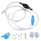 QOUBNIC Pompe à Essence Manuelle, Portative PVC Pompe de Transfert Carburant Universelle avec 10mm*2M de Tuyau pour Carburant, Essence, Diesel