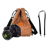 Mtucegi Kameratasche mit Kordelzug, Vintage, DSLR-Kameratasche mit verstellbarem Gurt, weiche Objektivtasche, Gadget für Reisezubehör, XL, Gelb