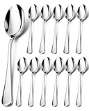 lulir 12 Stück 20cm Edelstahl Löffel, Große Suppenlöffel Tafellöffel aus lebensmittelechtem, Hochglanzpoliert & Spülmaschinenfest, Menülöffel Besteck Set für Zuhause/Restaurant/Party