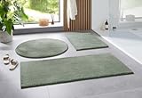 Taracarpet Badematte Uni Boho rutschfest, waschbar, Badezimmer-Teppich, Bad-Vorleger, WC Deko, Duschvorleger für Dusche und Badewannen weich und als Set kombinierbar Mint Grün 050x080 cm