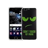 König Design Handyhülle kompatibel mit Huawei P10 Silikon Case Hülle Sturzsichere Back-Cover Handyhülle - Don't Touch My Phone Grün Schwarz