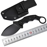 Outdoor EDC feststehende Gerade Festes messer schwarz stahl Jagdmesser Scharfes Camping Multi tool hals messer Pocket neck knife messer Loch Gürtelmesser Große Gegen Full Tang messer mit Kydex Scheide