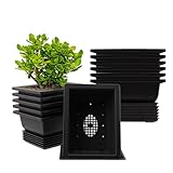 NAMYEUT 12 Stück Bonsai Trainingstöpfe 16,5 x 12,3cm, Bonsaitöpfe mit Untersetzer, Plastik Blumentopf Bonsaischale Kunststoff Bonsai Pflanztopf für Wohnzimmer Büro Yard Garten