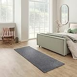 Carpet Studio Maine Teppich Läufer Anthrazit, Läufer Flur 57x150cm, Kurzflor Teppiche, Küchenläufer, Wohnzimmerteppich, Bettvorleger Schlafzimmer