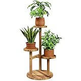 Bamworld Blumenständer Holz Pflanzenregal Indoor Blumentreppe Outdoor 3 Etagen Blumenständer für Wohnzimmer Balk on Garten Terrasse