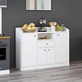 Arian Mehrzweckschrank mit 4 Türen und Schublade, Farbe: Weiß, 120 x 35 x 90 cm